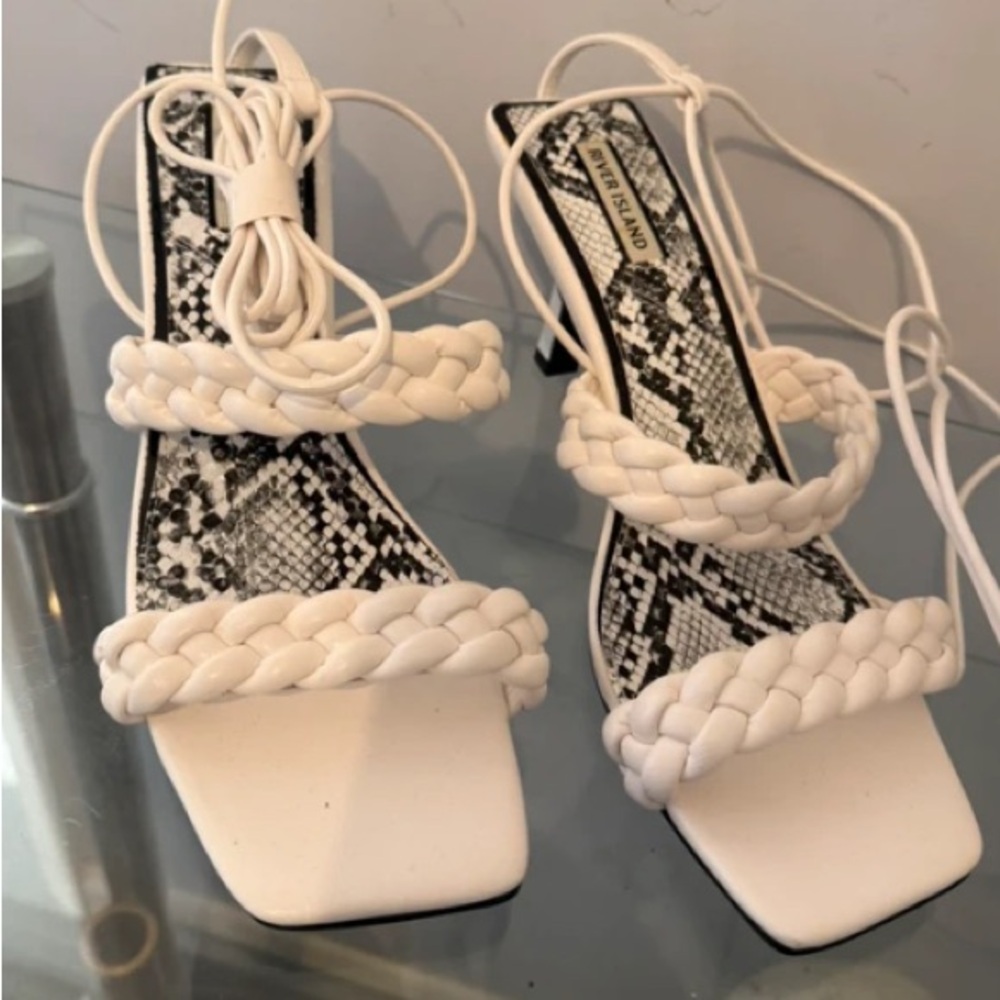 River Island Cream Braided Heels